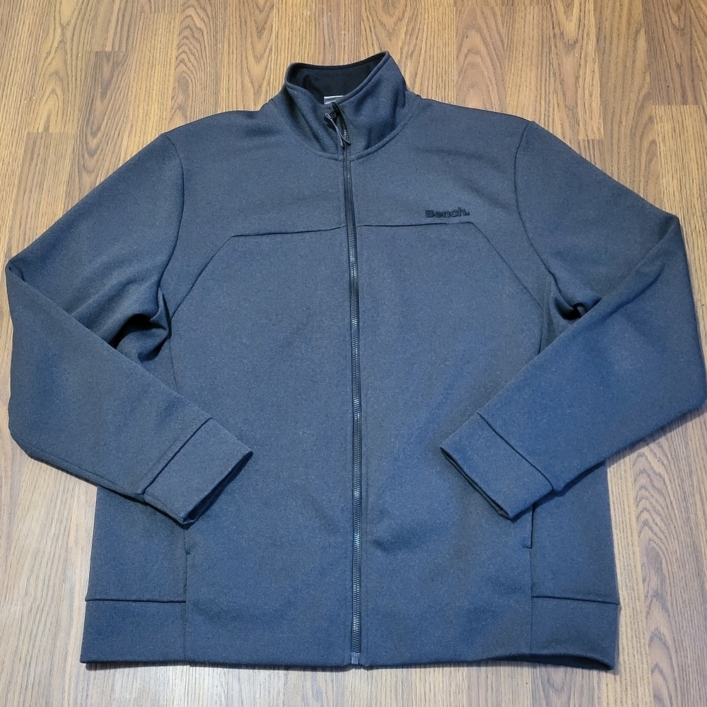 Mens XL Bench Full-Zip Collared Long Sleeve Sweatshirt 100% Polyester Gray C48